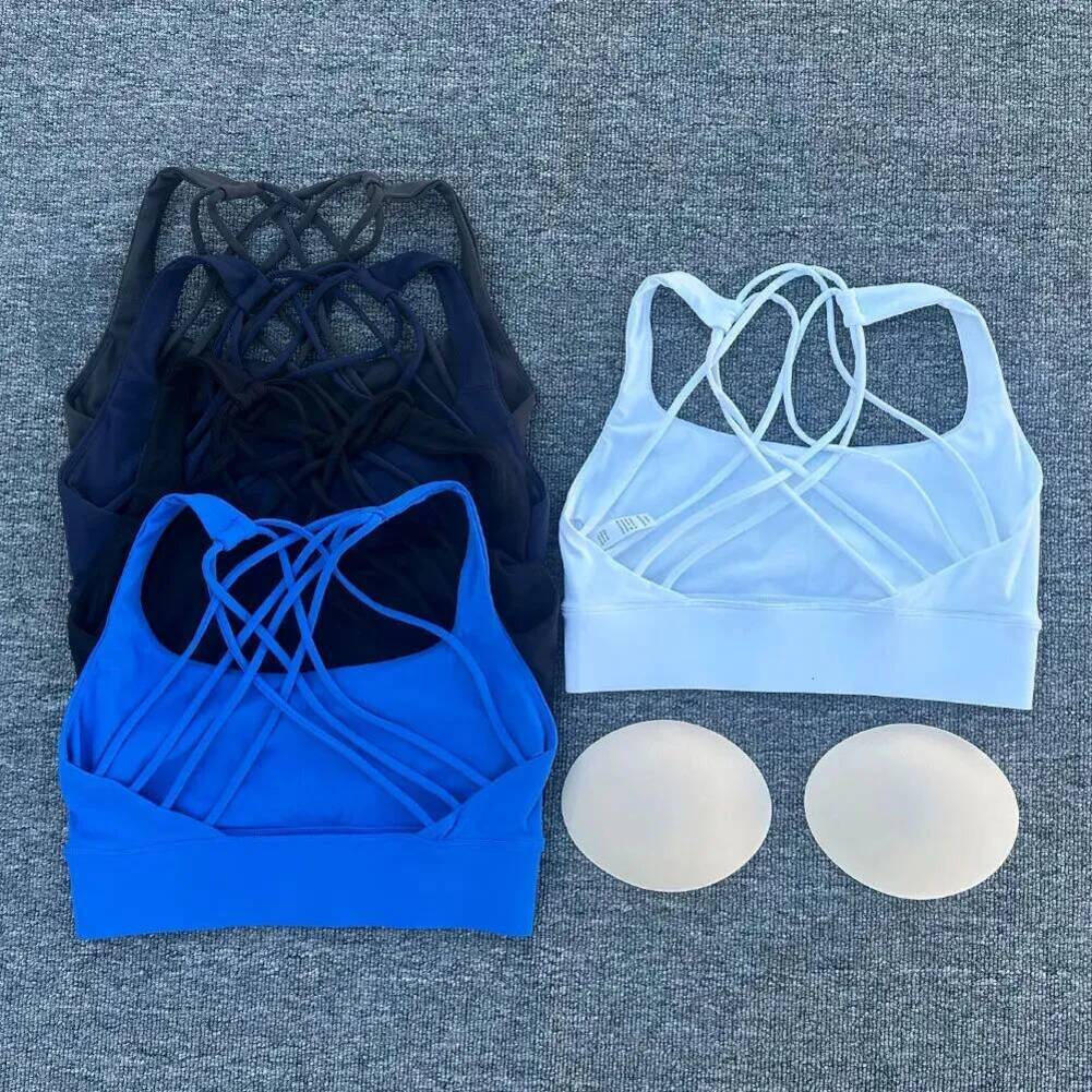 Stretchy Yoga Wear Womens Sports Antisweat Fitness Women Shockproof Crop Cross Back Sport Bra Soft Breathable Gym Workout Top Outfit X000 T1