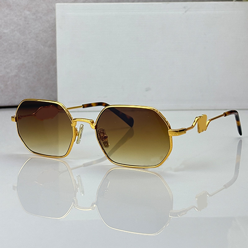 CL2534 Classic Designer Womens Polygonal Sunglasses Fashion Gold Metal Frame Brown Lens Polygonal Glasses Mens Womans Leisure Vacation Sunglasses