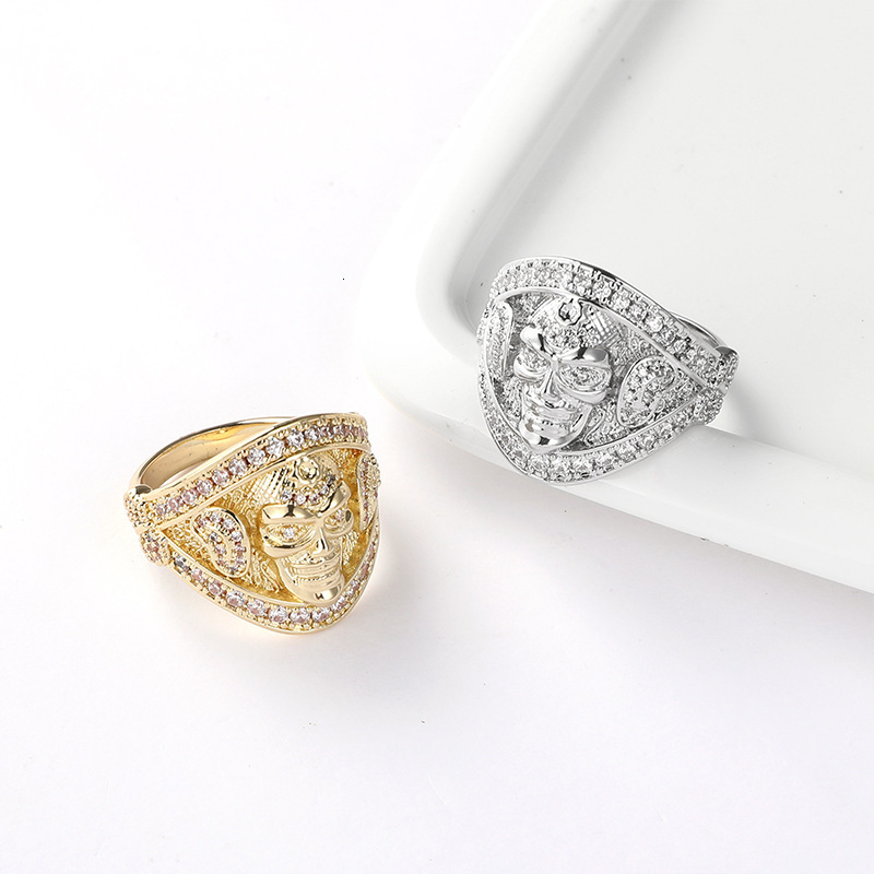 Men's Brass Gold-Plated Ring A Human Face Design, Set With Cubic Zirconia, Vintage, Bold, Trendy, And Unique, Suitable For The Index Finger,