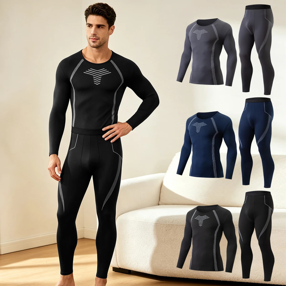 2Piece Men's Youth Fashion Print MultiColor Autumn And Winter Comfortable Sports Leisure Sweat Absorption Daily 261012