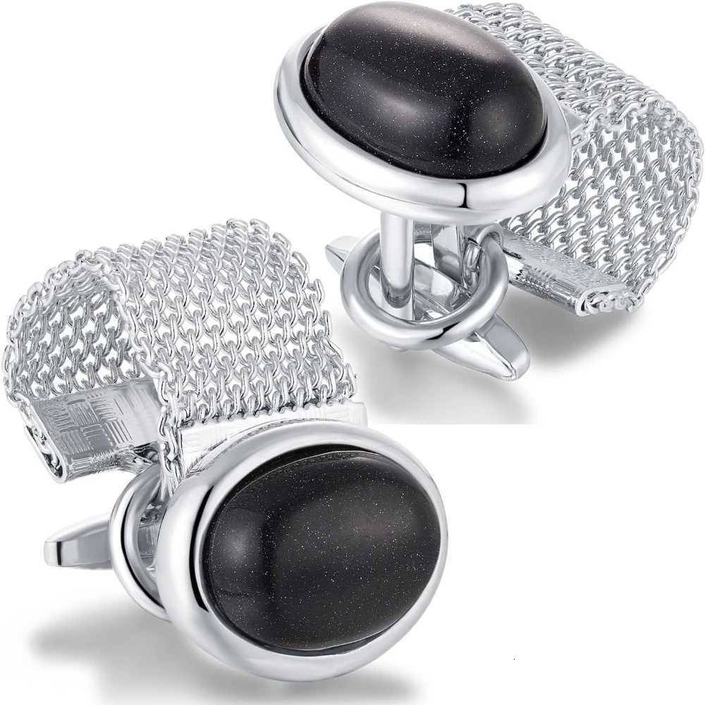 Links Cufflinks for men Cuff Black Stone with Chain Shirt cuff links suitable for Formal Business Wedding Shirts in Gift BoxW261017