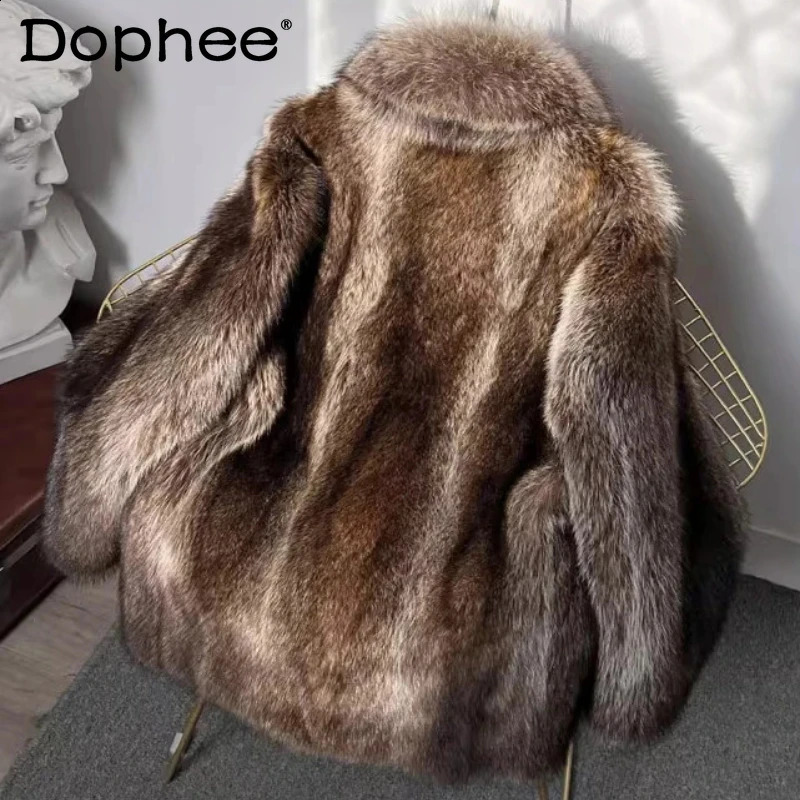 Men's 2025 Winter Faux Fur Integration Thickened Parkas Jacket Coats Masculinity Loose Comfort Long Sleeve Warm 261012