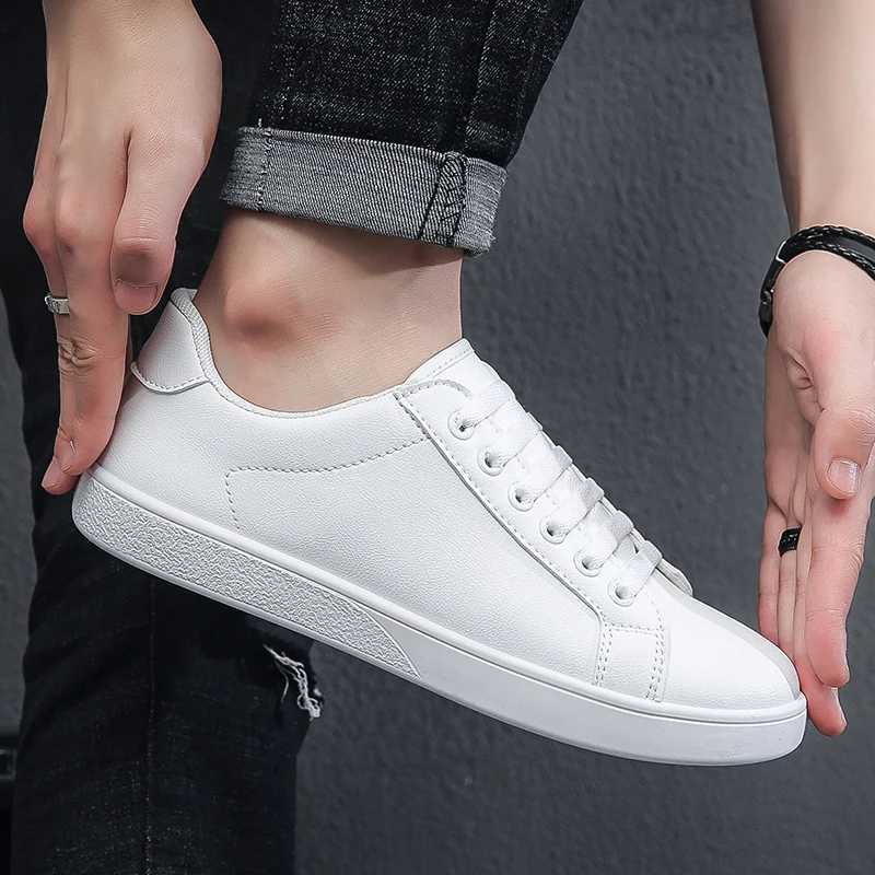 Casual Shoes Men Casual White Sneakers 3944 Flat Leather Skateboard Shoes Autumn Winter LaceUp Breathable Daily Walking Board Shoes Cheap H261016
