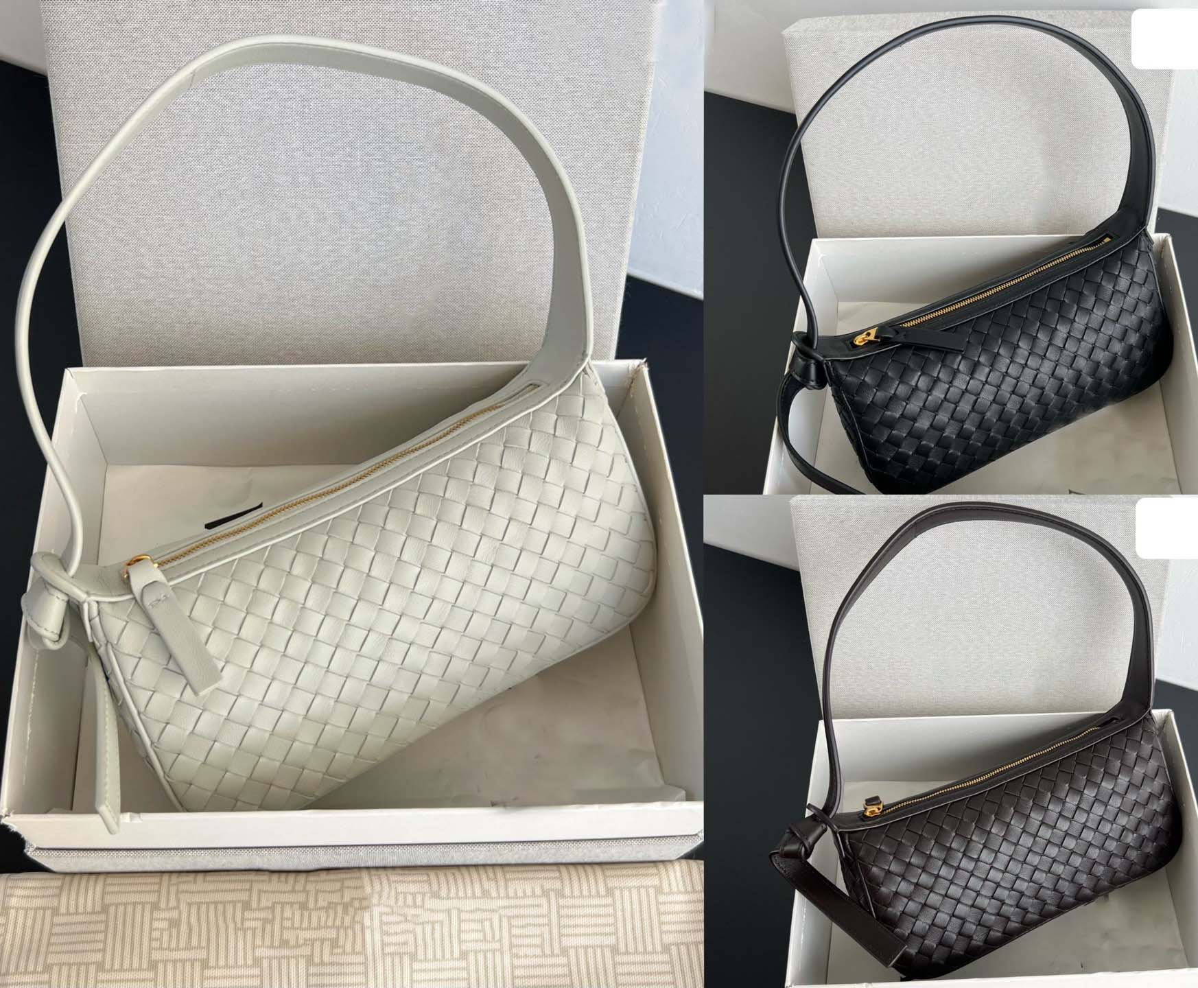 Black designer tote bag women small tote bag top mirror quality purse sheepskin weave bag hobo purse knot wrist bag pouch
