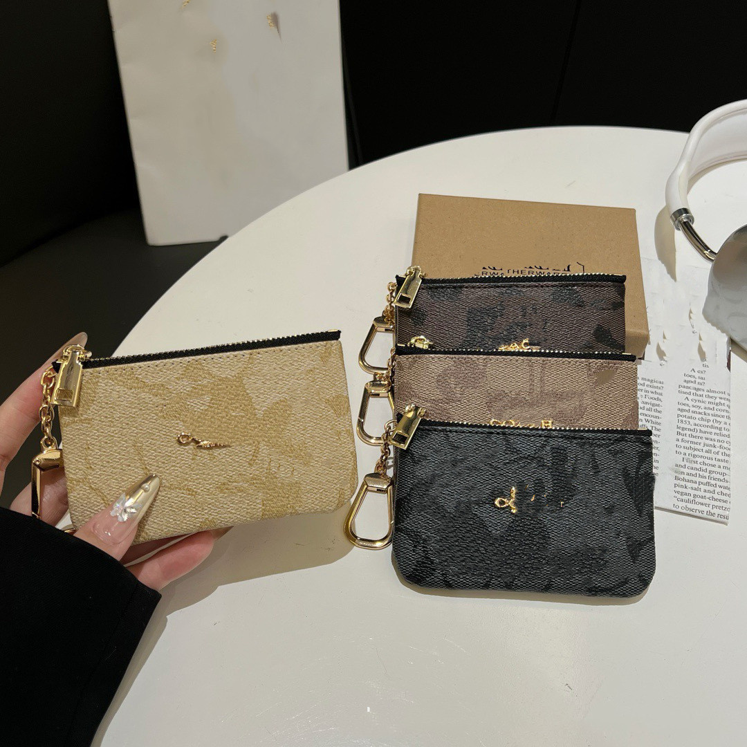 New CO Card Bag Designer Charms Fashion Mini Wallet Coin Purse Leather Brand Keychains Lanyards Women Men Card Holder