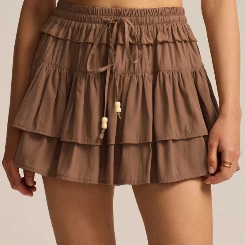 Women's Skirts Skort Summer Sweetheart High Waist Drawstring Short Built in Liner Airy Tiered Design Cottagecore Charm Safety Liner W261017