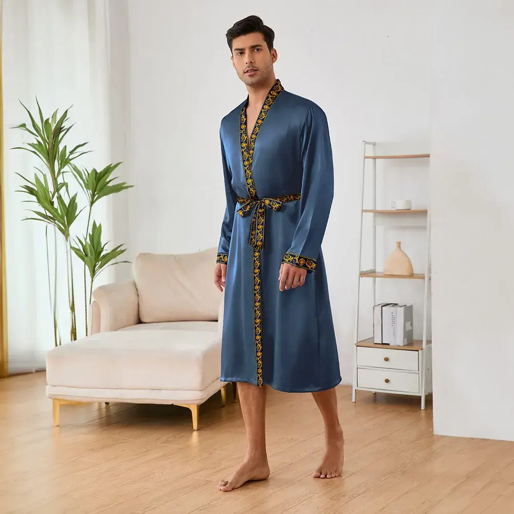 Women Pajamas Yaoting Sweet Women's Bamboo Ice Silk Robe And Shorts Set Piece Nightgown With loungewear Deep V Neckline Long Sleeve Modern Vaca
