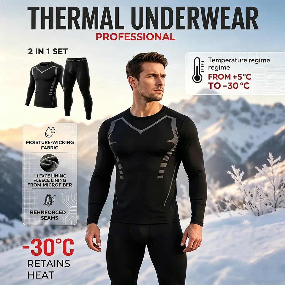 2piece Men's Autumn And Winter Solid Color Round Neck Fashionable Printed Sports Thermal Underwear Set Simple Comfortable 261012