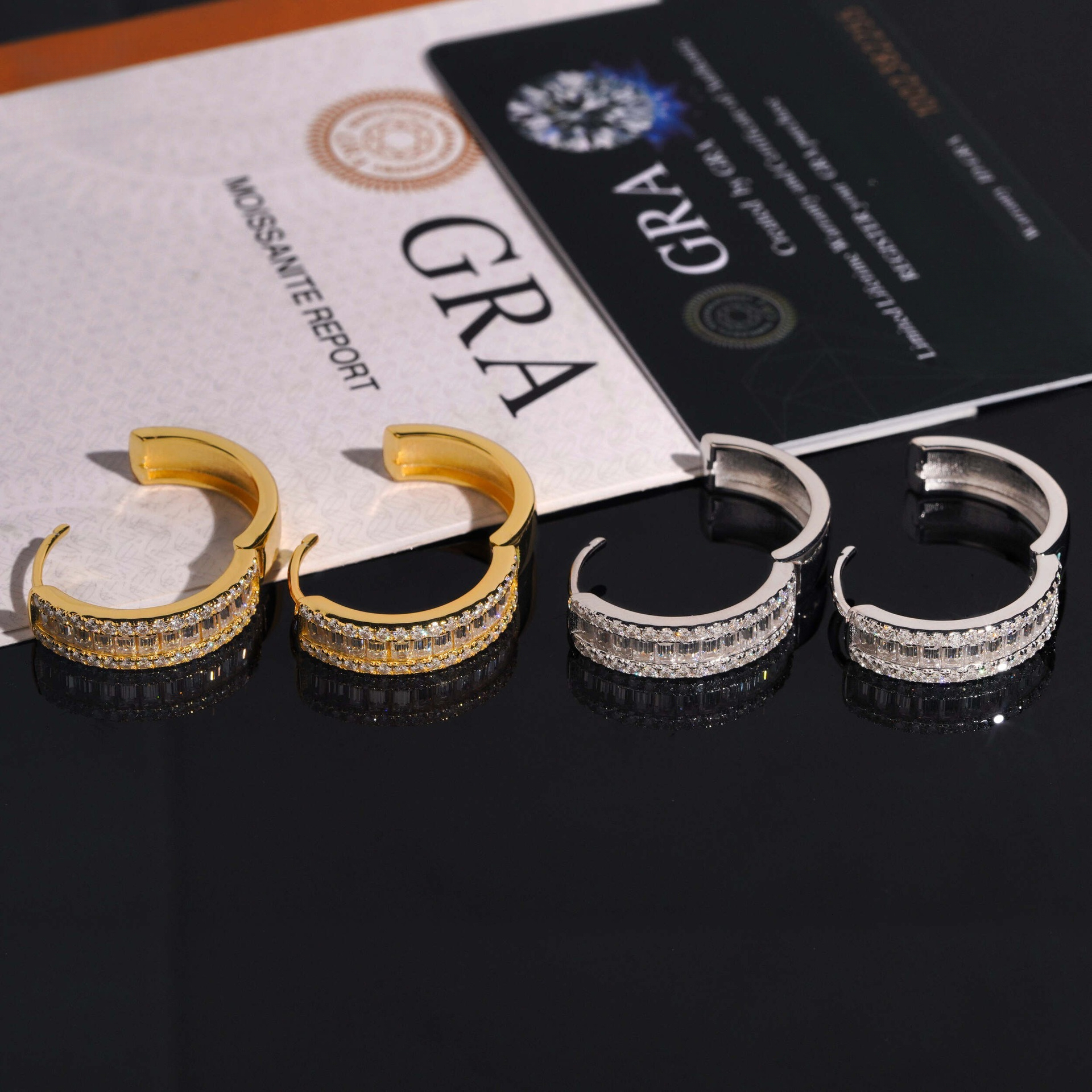 High-Quality S925 Silver Inlaid with T-Cut Moissanite Men's Unique 24mm Luxury Earrings Direct Supply