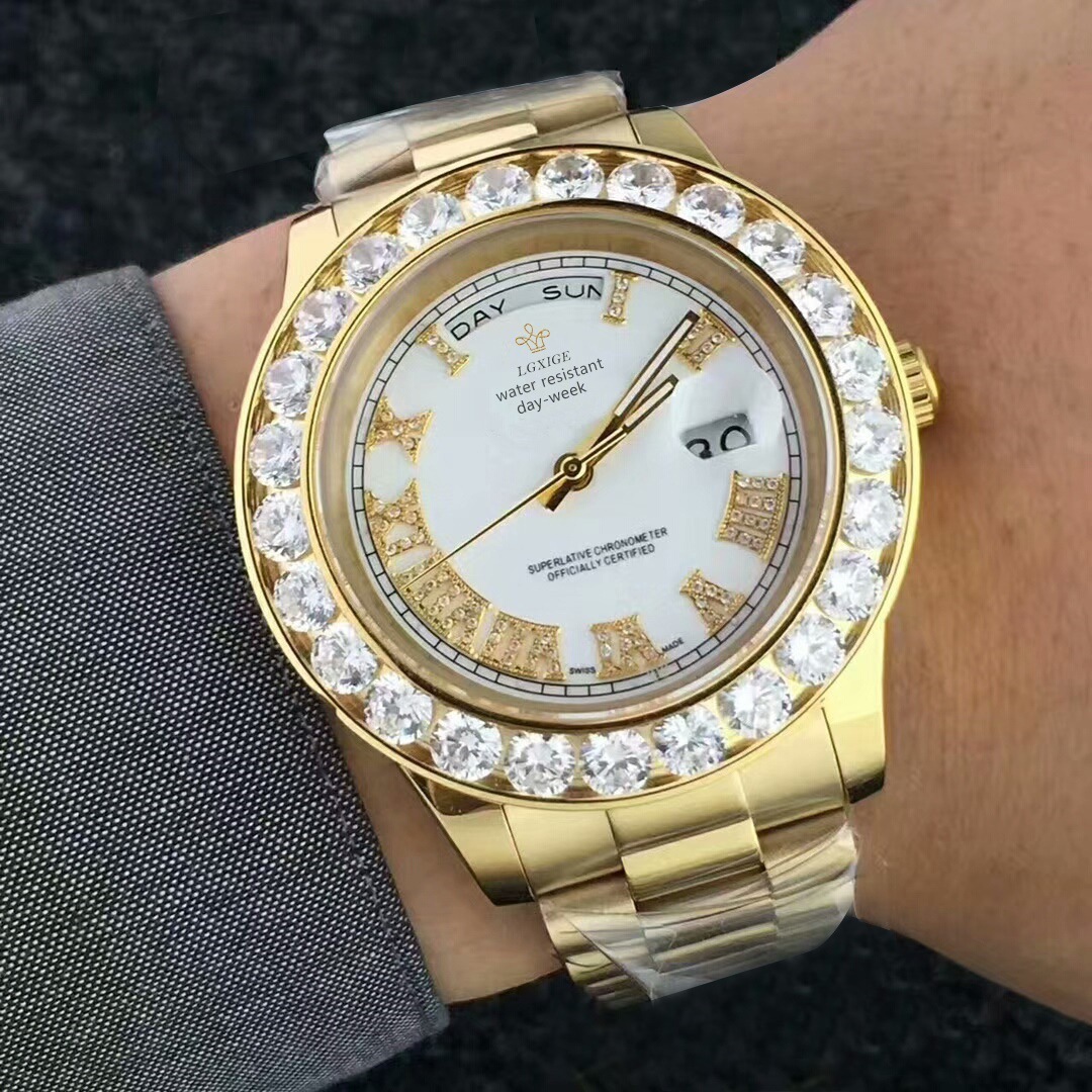Fashionable New Diamond Luxury Men's Watch, Hot Selling in Foreign Trade, Weekly Calendar Watch, Men's Stainless Steel Watch, Stainless St
