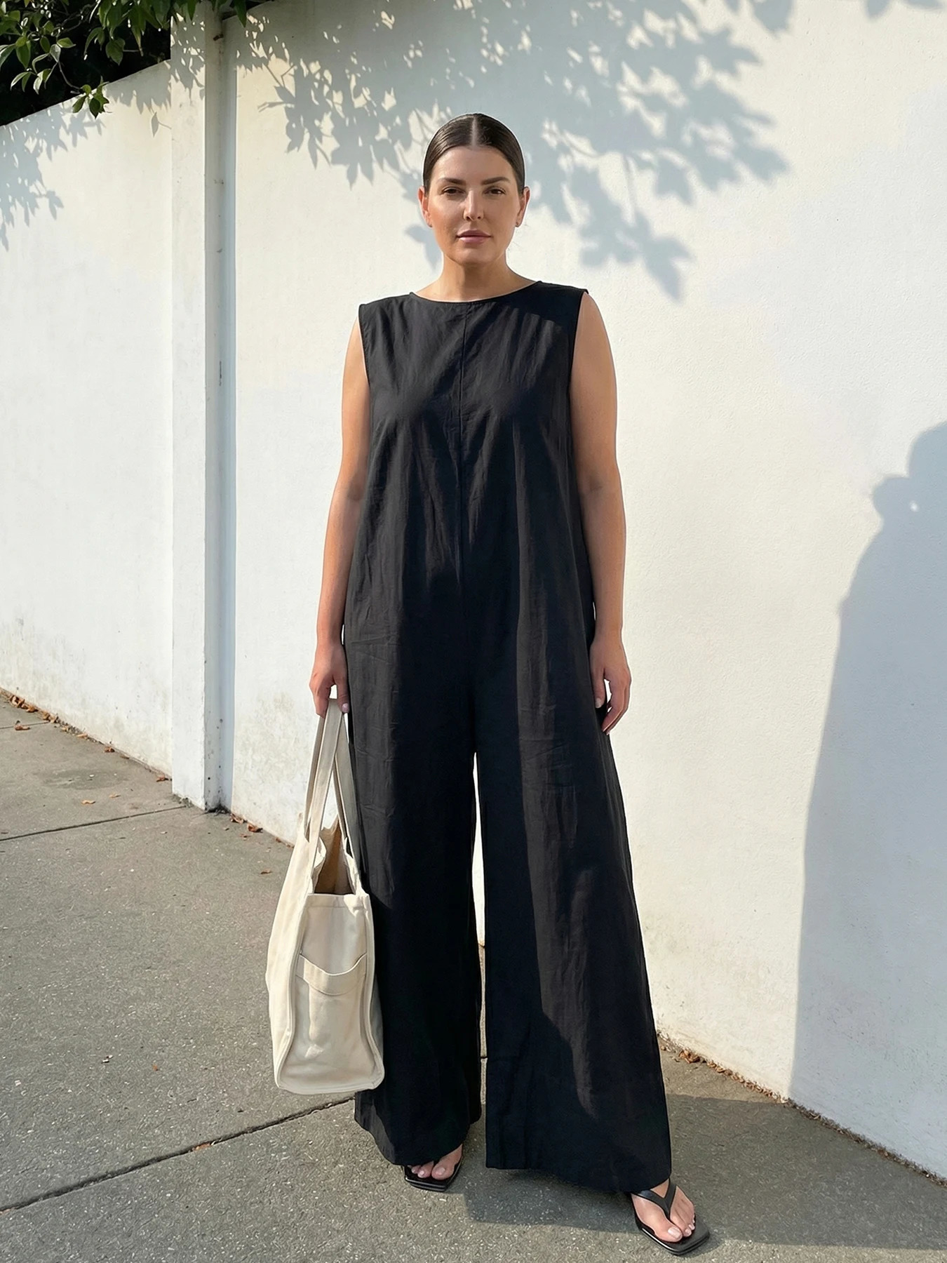 Women's Solid Color Loose Wideleg Jumpsuit Versatile and Casual Suitable for Shopping Everyday Wear Summer Outfit 261015