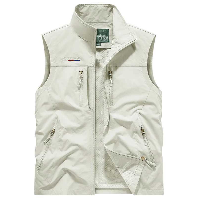 Vests New Summer Men Men's Mesh Thin Vests Coats Outdoor Multi-pocket Waterproof Sleeveless Jackets Men Breathable Quick-drying Waistcoats 5W26