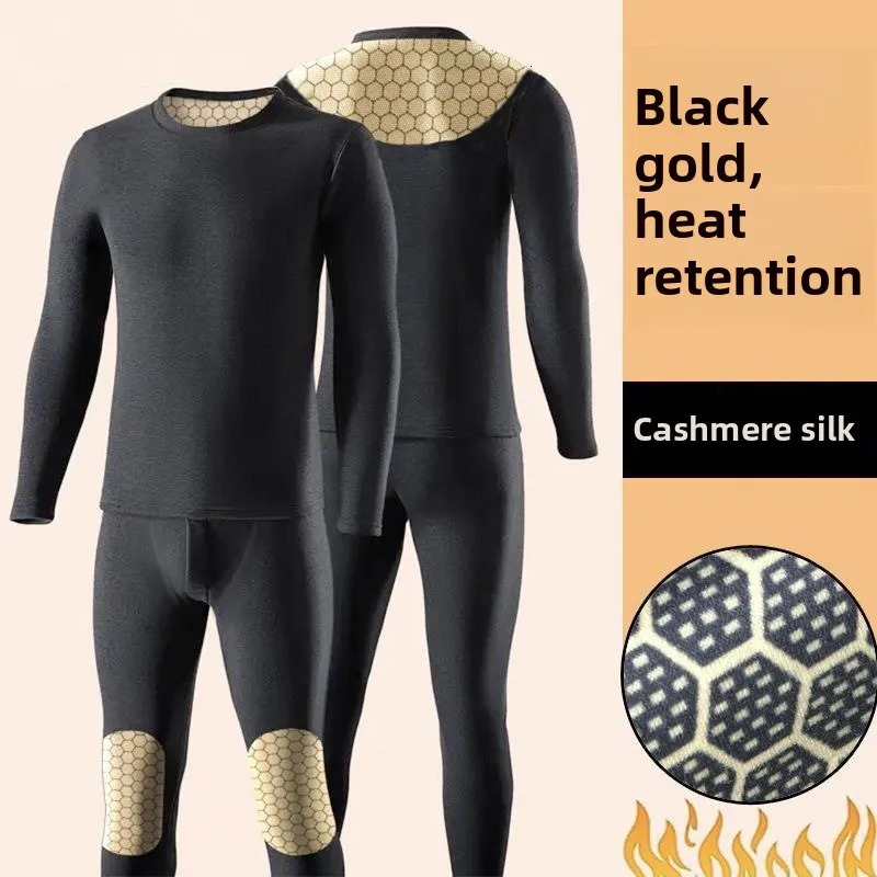 Selfheating Patch Tight Thermal Underwear Set Winter Fleece Lined Autumn Mens Long Johns Sets Warm Big Size 4xl Clothing 261012