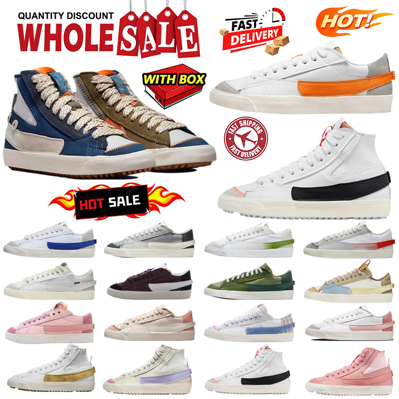 Designer Shoes Blazes Low 77 Jumbo Mens Womens Sneakers Platform Black White Navy Pink Indigo Pine Green University Blue