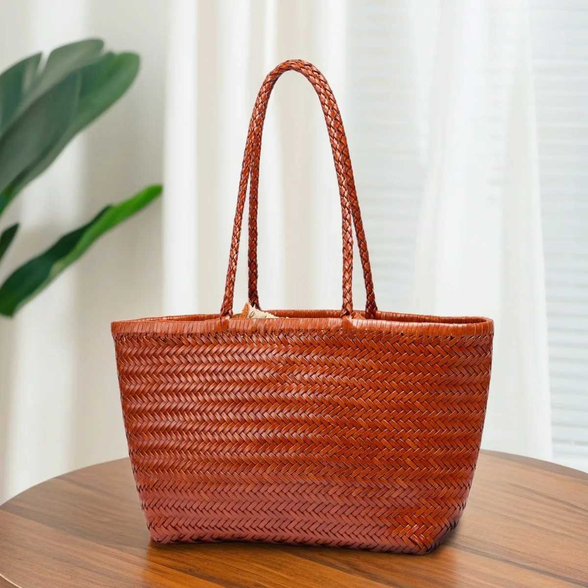Evening Bags Genuine Leather Shoulder Bag Vintage Cowhide Cross Hand Bags Lady Weaving Casual Shopping Bag Handbags Women's Big Tote Purse H261