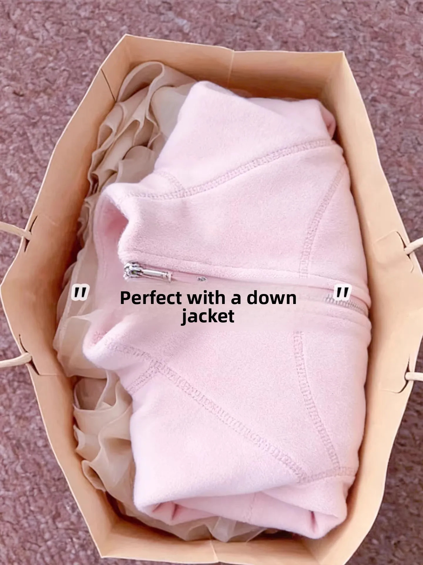 Pink Fleece Lined Stand Collar down Jacket Women's Hoodie Outerwear Warmth Quilted Insert Coat Korean Style Commute Casual 261014