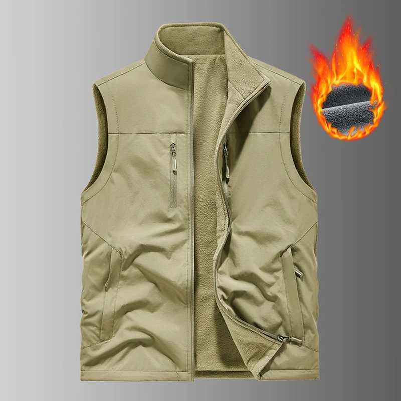 Double-Sided Men's Vests Men Thick Fleece Vest Mens Casual Warm Sports Jacket Autumn Man Leisure Sleeveless Coat Male Oversized WaistcoatW26101