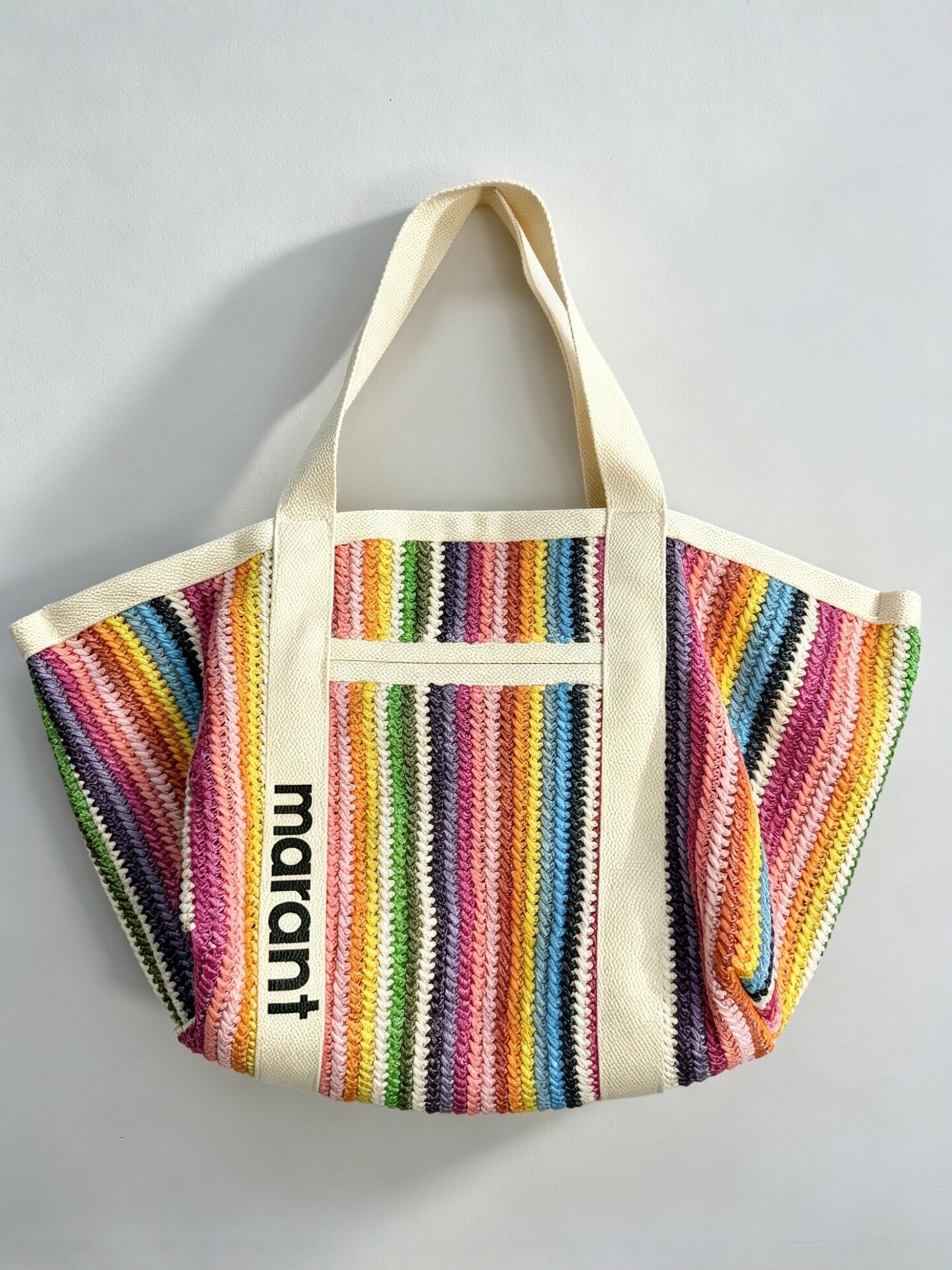 Small Marant Striped Woven Tote Bag Large Capacity Beach Handbag Casual Travel Shoulder For Women KABAHEBINGJUE