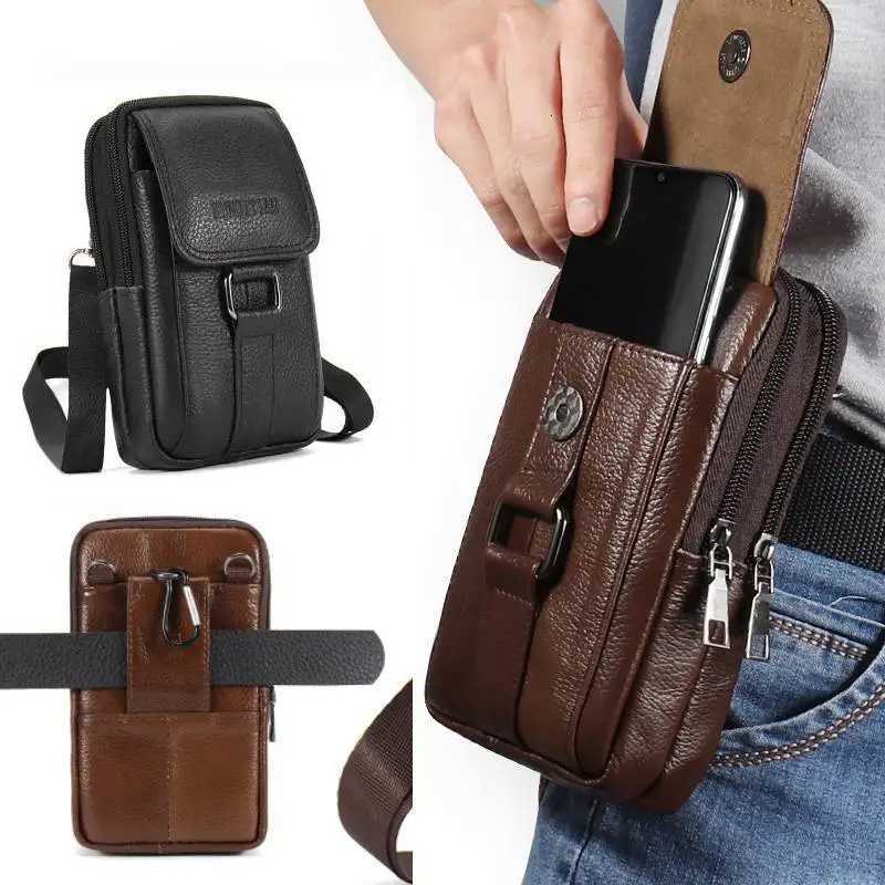 Shoulder Bags Men's Mobile Phone Waist Bag Outdoor Work Chest Bag PU Cigarette Case Key Chain Wear Belt Backpack Sport Hiking Portable Satchel