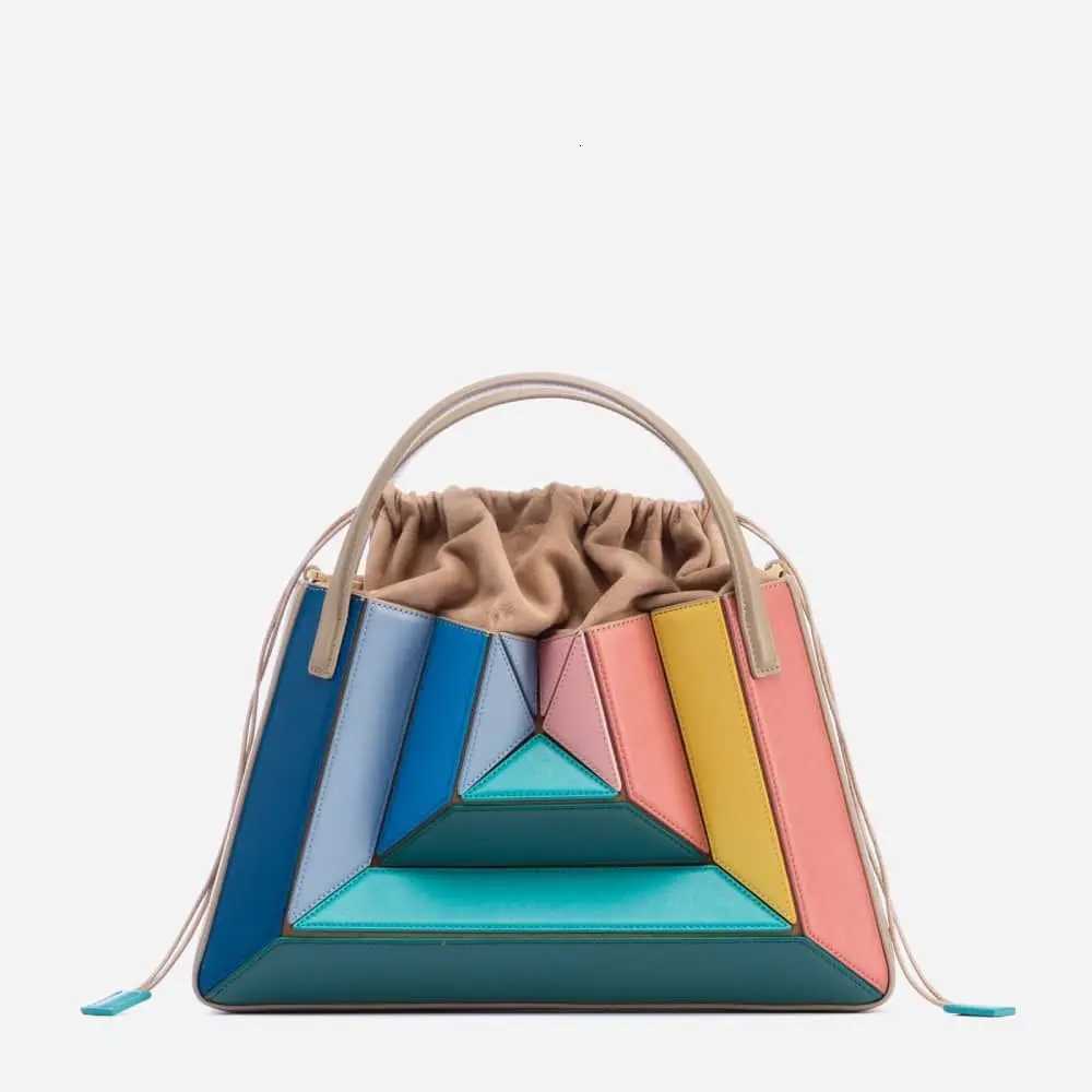 Evening Bags Casual Simple Style Women's Bag Ntrast Lor Stitching Porle 2026 Design Underarm Female Leather Handbag for Middle-Aged And El... H