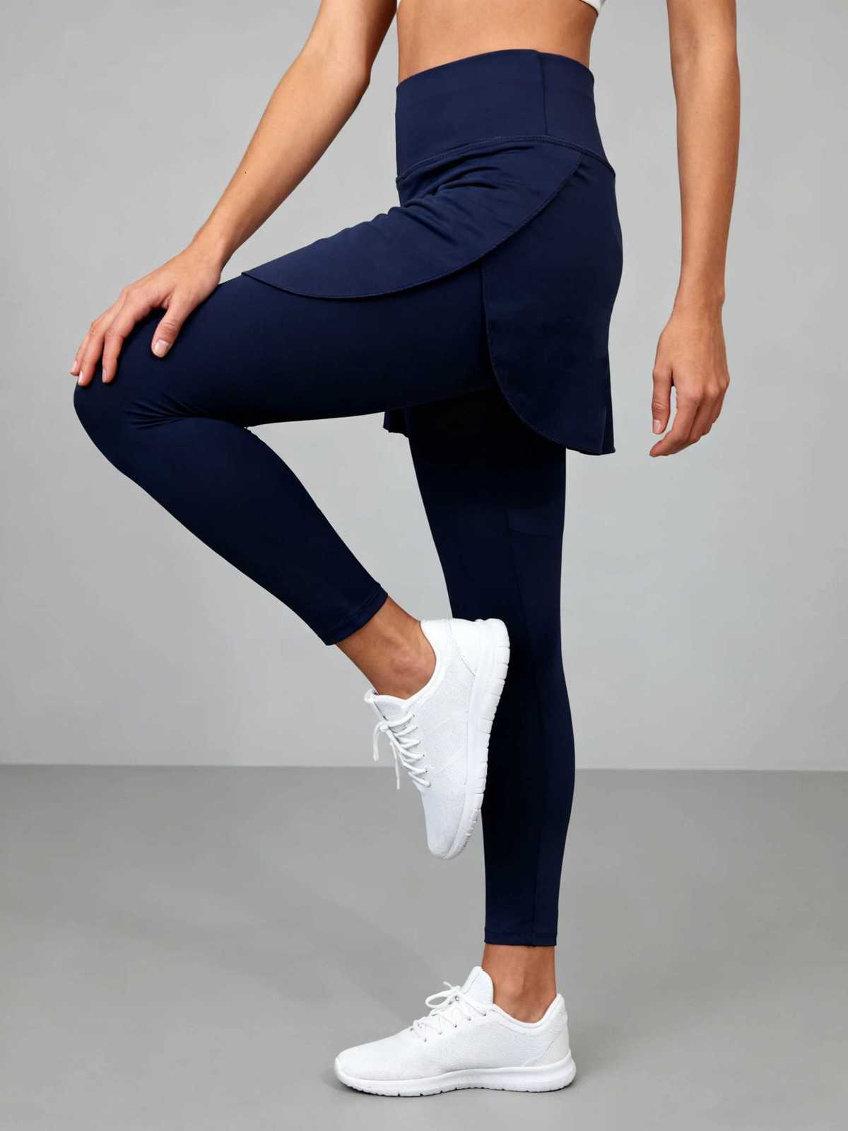Leggings Women's Pants Capris Women's Ladies High-Waist Fake Two-Piece Sports Skirt Pants High Elasticity Breathable Anti-Light Running Tr