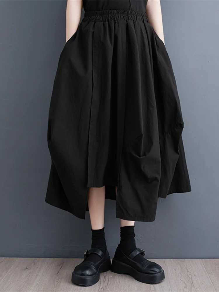 High Skirts Arrival 2024 New Waist Dark Black Chic 's Irregular Summer Skirts Fashion Women Casual Skirts Office Lady Work Skirts W261017