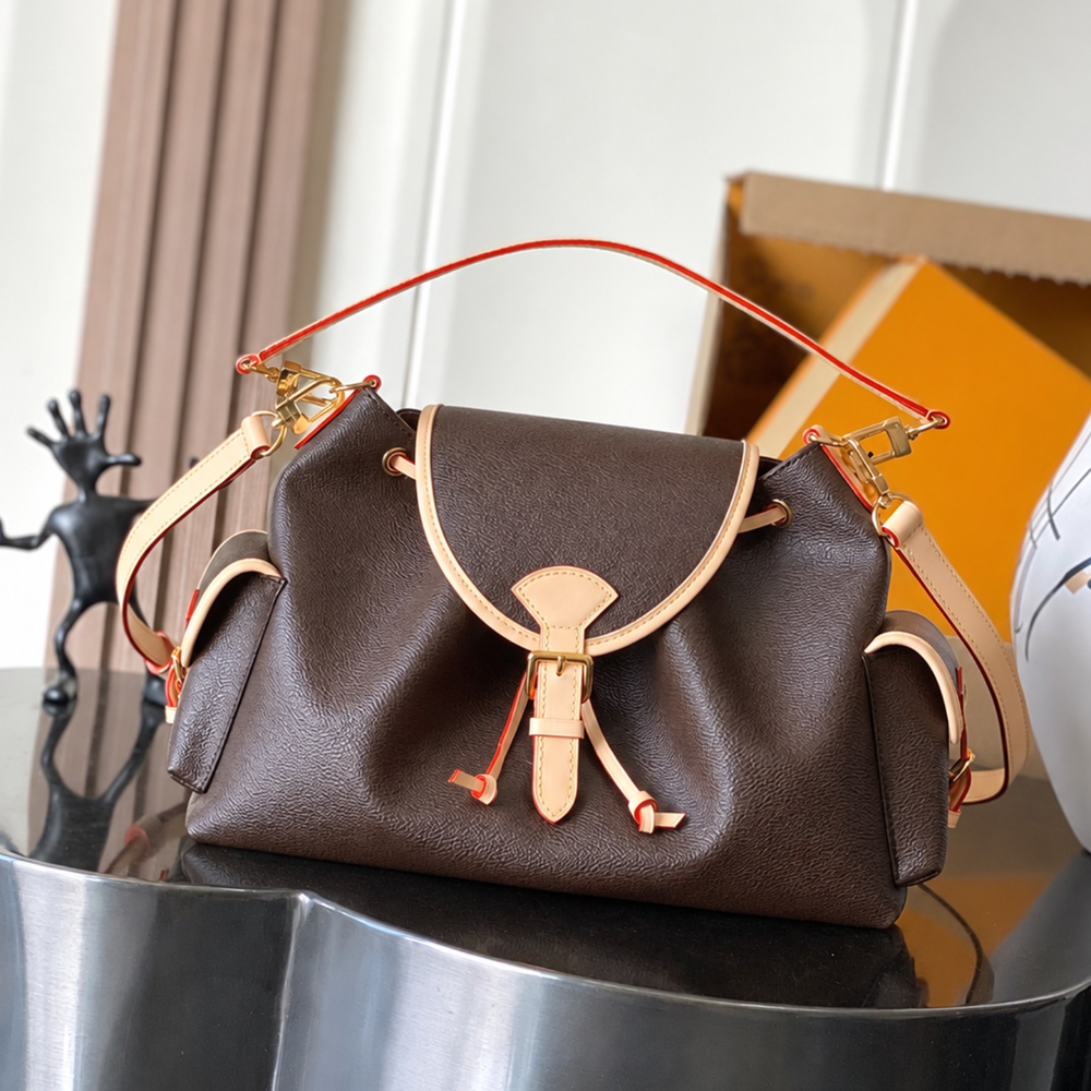 Drawstring Flap Shoulder Bag Coated Canvas Leather Trim Buckle Detail Roomy Crossbody for Work Top-Tier Designer New Arrival