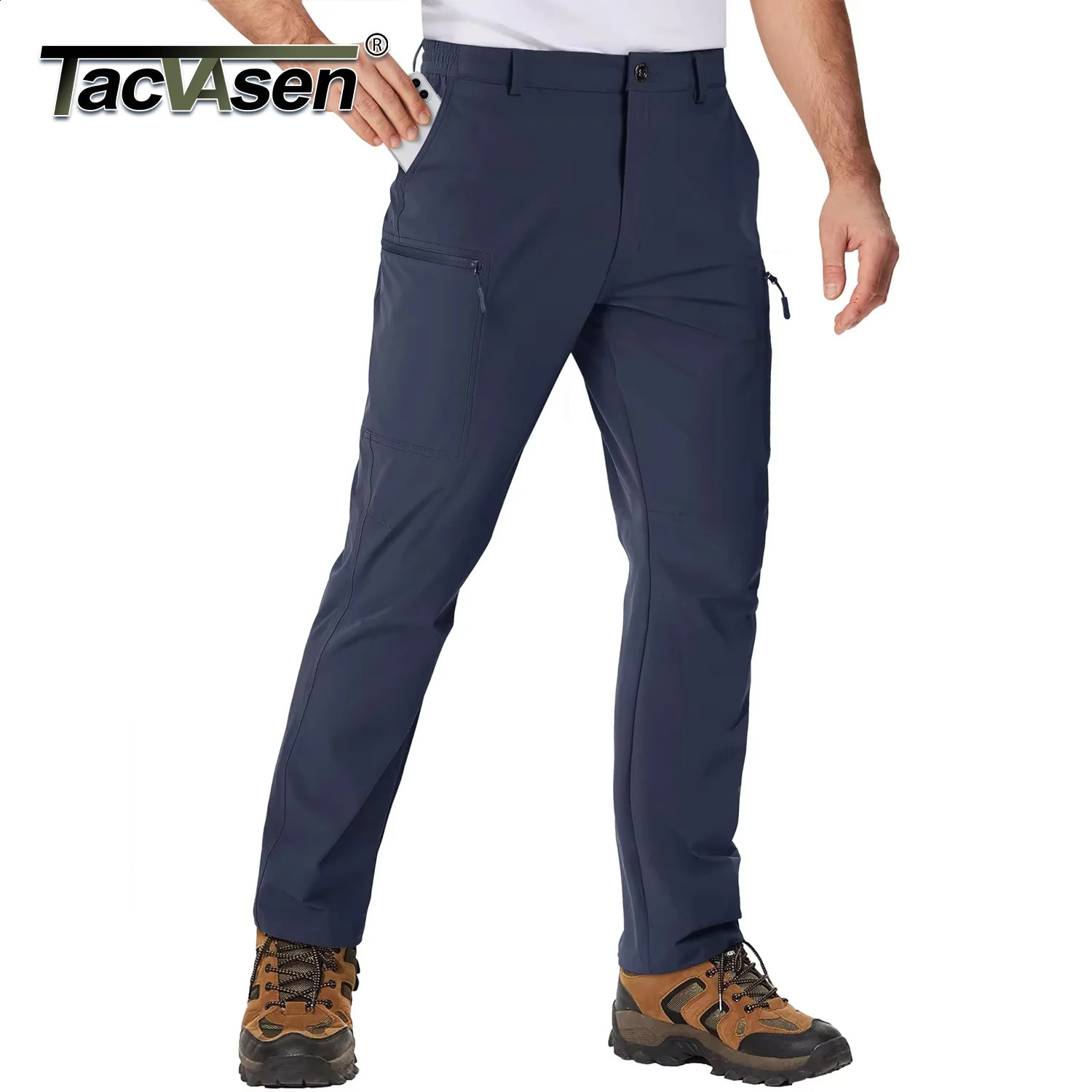 TACVASEN Waterproof Lightweight Hiking Pants Mens Ripstop Quick Dry Cargo Work Pant Outdoor Trekking Hardwearing Trousers Male 261017