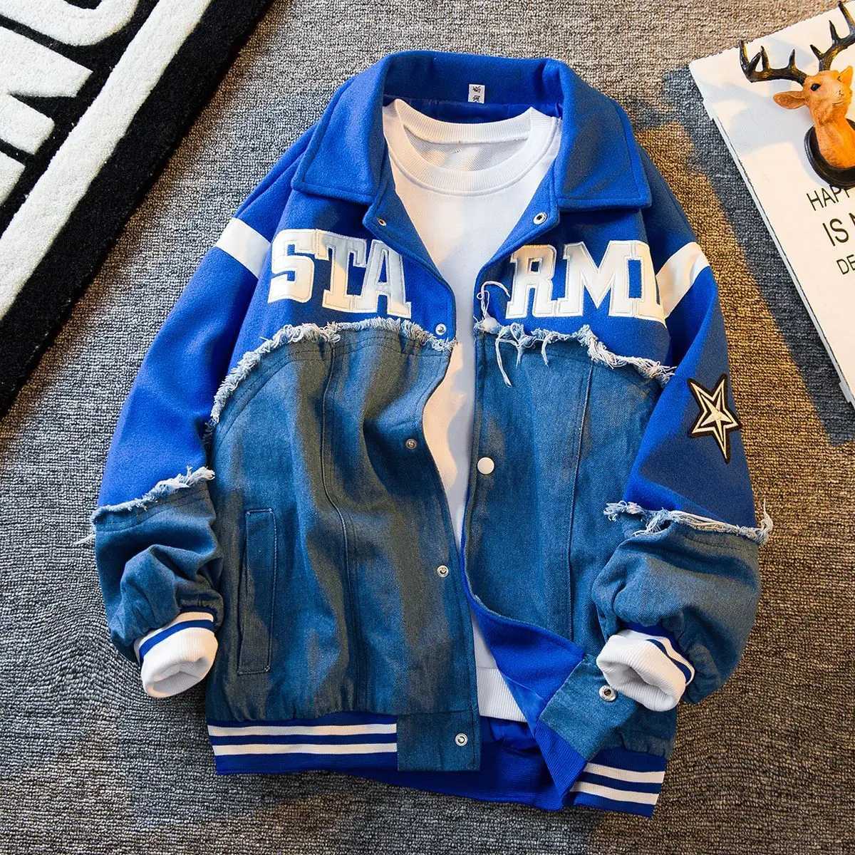 Jackets Men's Clothing Embroidery Men's Loose Men's Single Breasted Vintage Hip Hop Patchwork Baseball Casual Jackets Spring and Autu