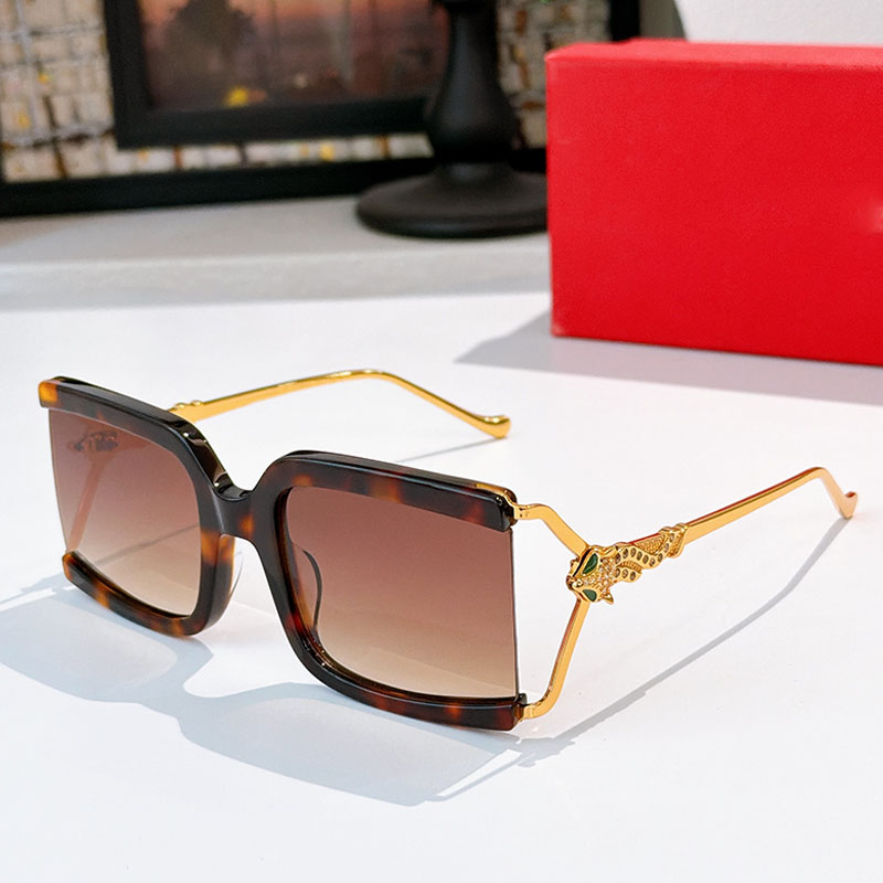 Luxury designer brand womens sunglasses metal emerald diamond snake leg acetate tortoiseshell gradient lenses square glasses CT02288 casual fashion