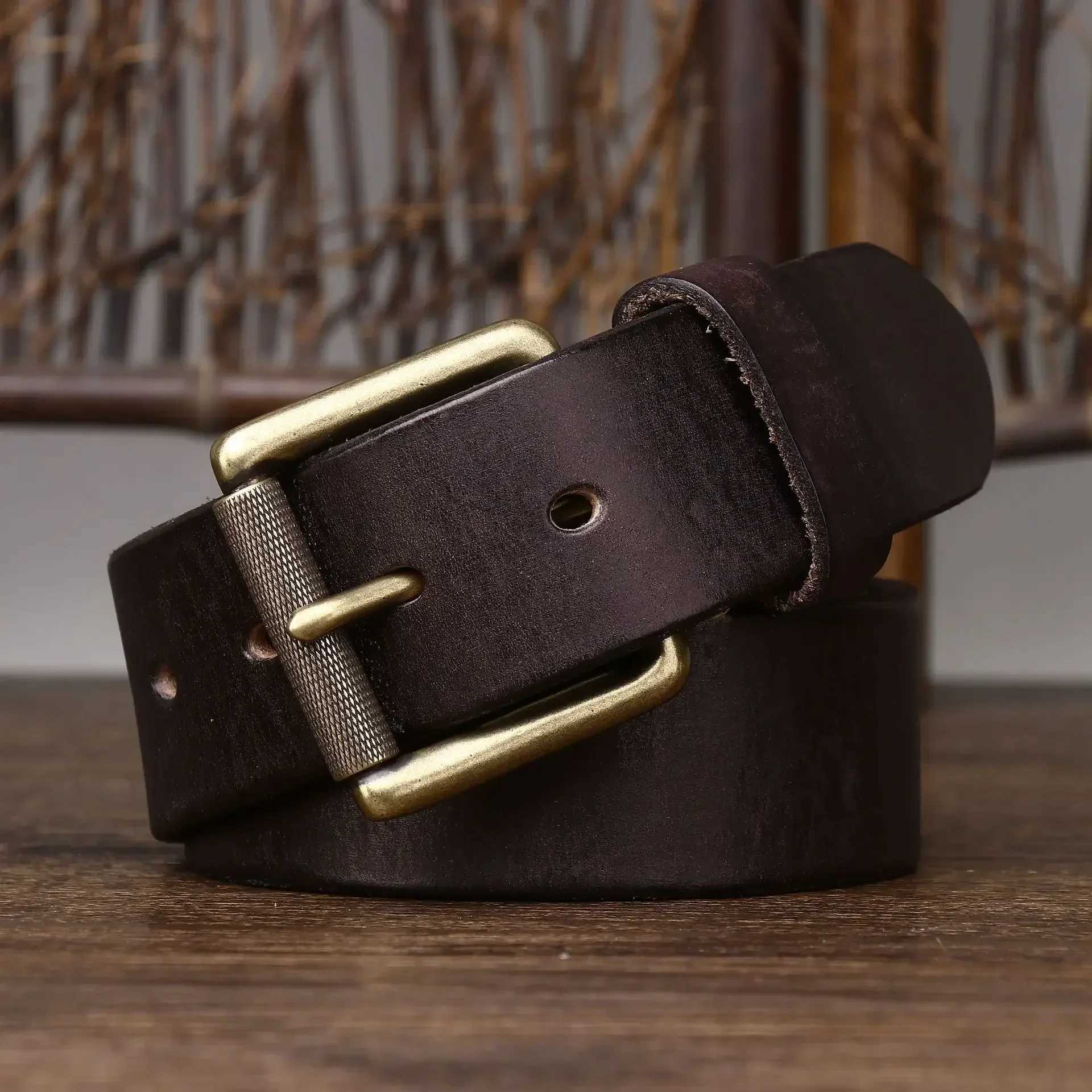 Buckle Cowhide Copper 4.0CM Thick Genuine Leather Casual Jeans Thickened Belt Men High Quality Retro Luxury Male Strap Cintos M261016