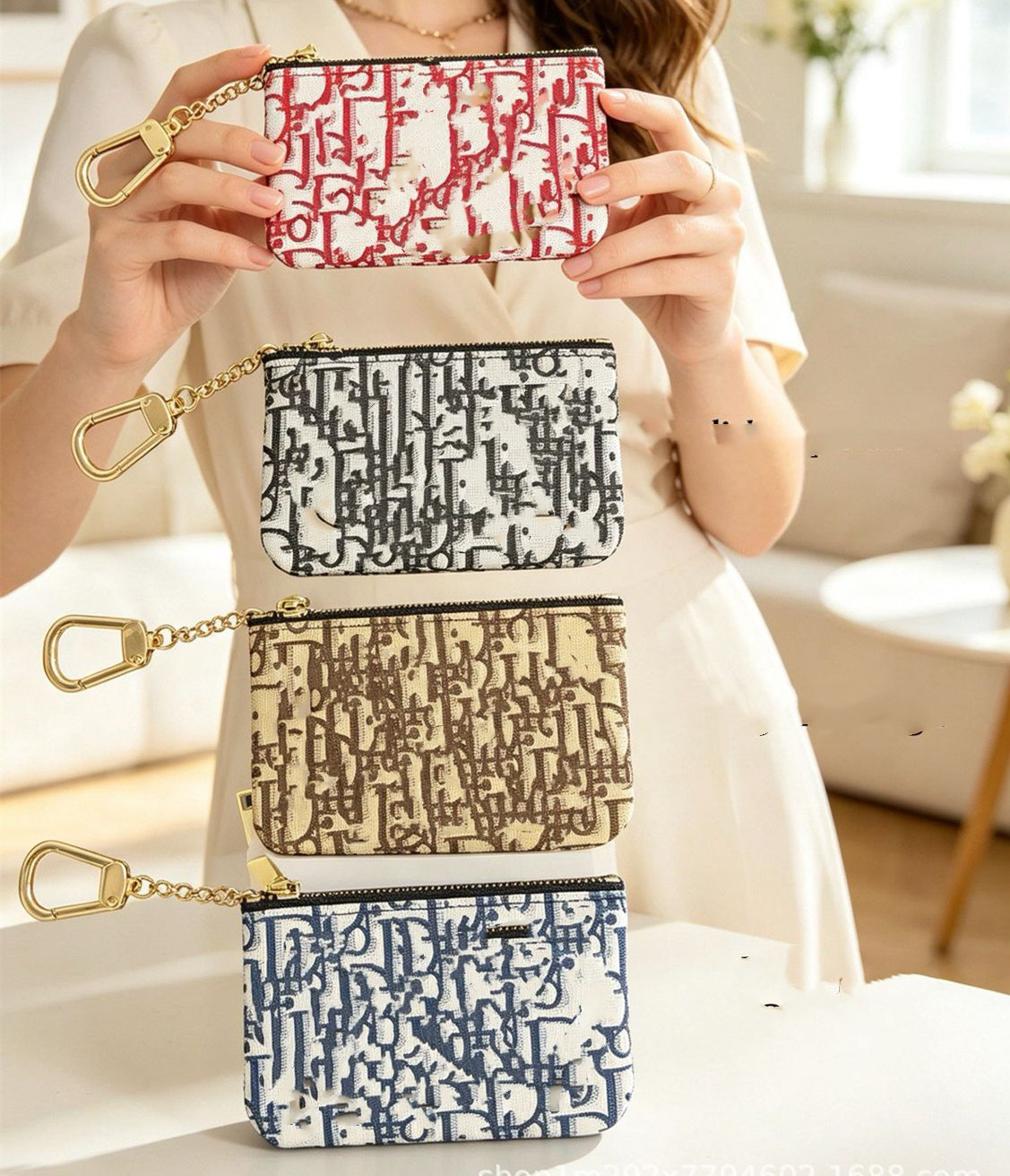 Brand D Letter Brand Keychain Mini Wallets Zipper Coin Purse Card Holder Men Women Fashion Bag Charms Luxury Keychains Lanyards