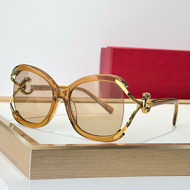 Autumn Paris Fashion Designer Brand Sunglasses Retro Brown Acetate Translucent Half Frame Large Frame Womens Round Glasses CT7198S Retro Fashion Vac