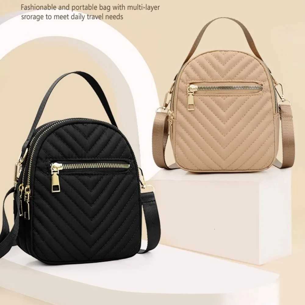 Shoulder Bags Simple Multi-layer Zipper Crossbody Bag Solid Color Oxford Shoulder Bag Coin Purse Korean Style Small Phone Bag Storage Bag H261016