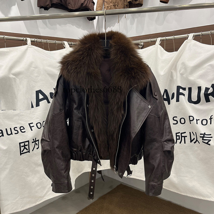European Style 2026 Autumn/Winter New Natural Fox Fur Collar Down Jacket for Women, Short Loose Thickened Warm Leather Coat