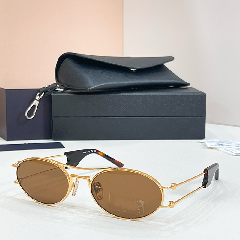 Designer Womens Surround Oval Sunglasses Luxury Metal Frame Oval Glasses Vintage Style Mens Womans Summer Outdoor Leisure Multi functional Sunglasse