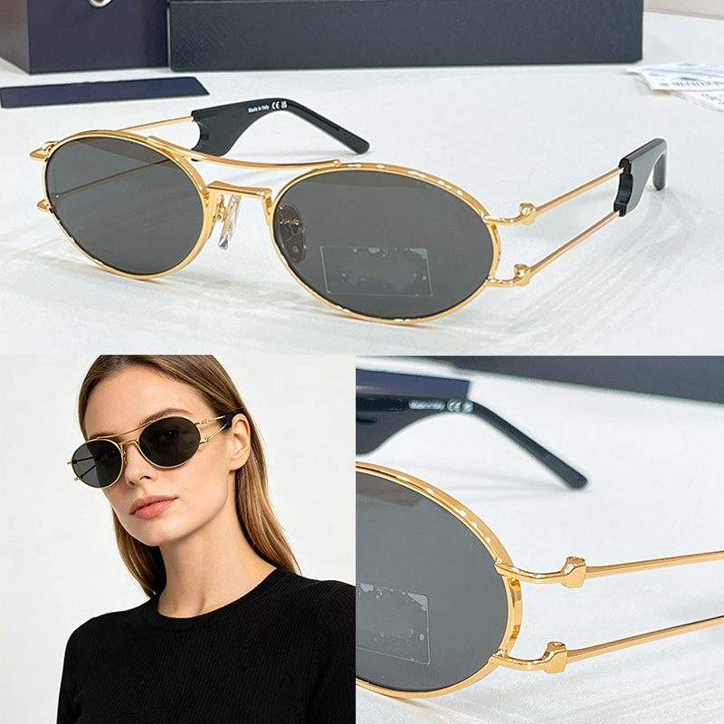 PRD61S Luxury Designer Surround Oval Sunglasses Womans Modern Metal Frame Oval Glasses UV400 protection Mens Womens fFashionable Outdoor Daily Wear