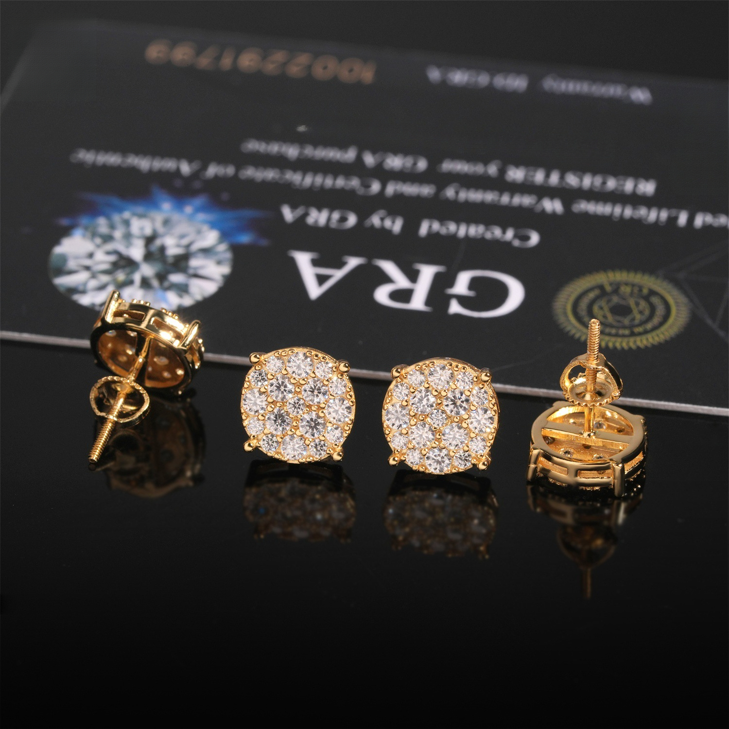 selection of high-quality, lightweight luxury 9.8mm personalized stud earrings, S925 silver with moissanite stones, a niche and exquisite design,
