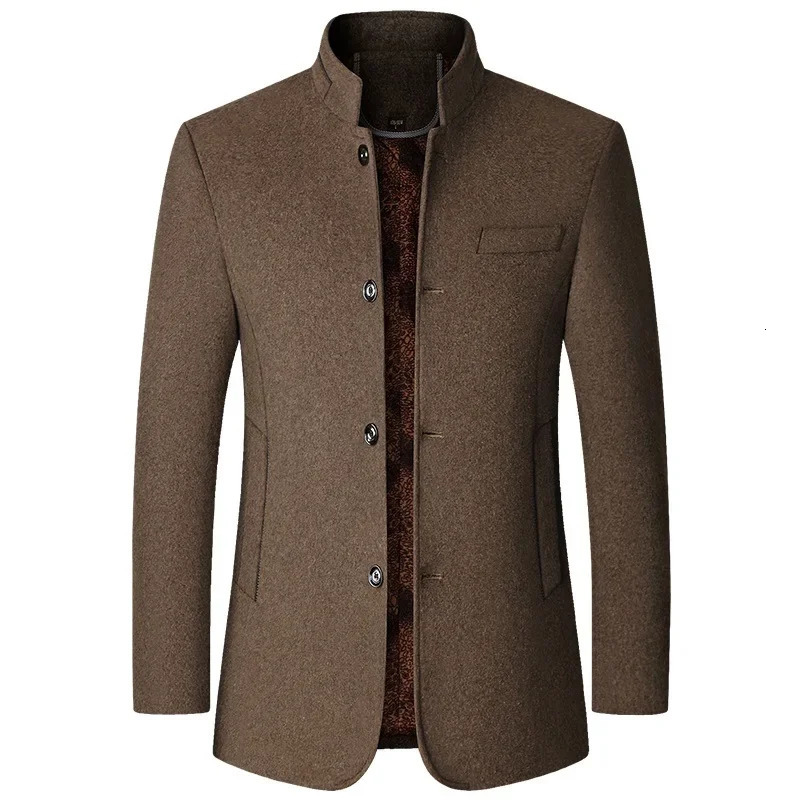 Men Fleece Woollen Blazers Jackets Cashmere Trench Coats Stand-up Collar Business Casual Suits Coats Male Winter Jackets Coats 261015