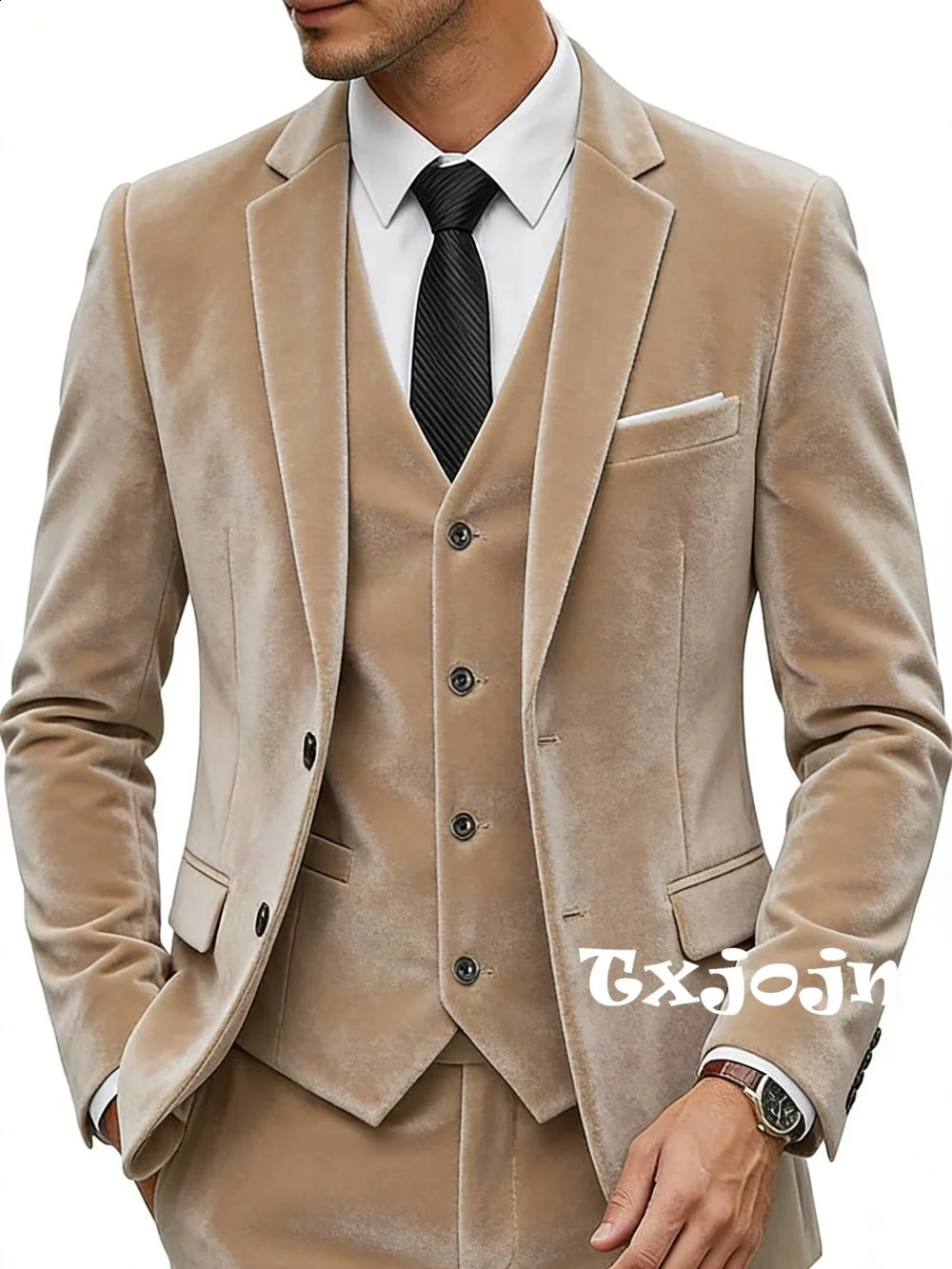 Velvet Elegant Man Suit Set 3 Pieces Host Costumes Warm Long Sleeve Tuxedo For Party Plus Size Handsome Suits Wedding Clothes 261017