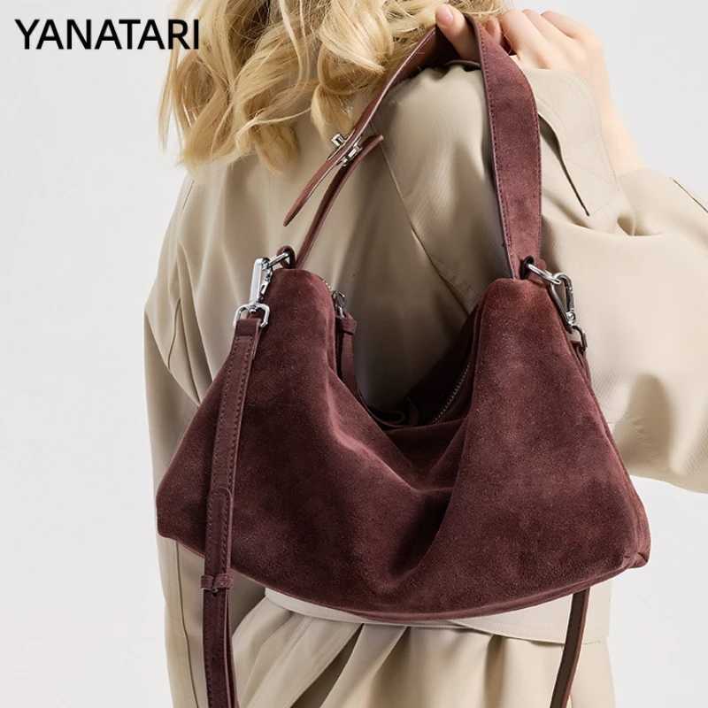 Evening Bags YANATARI Genuine Leather Large Capacity Minimalist Tote Bag Women Frosted Leather Crossbody Bag Handbag Shoulder Bag H261016