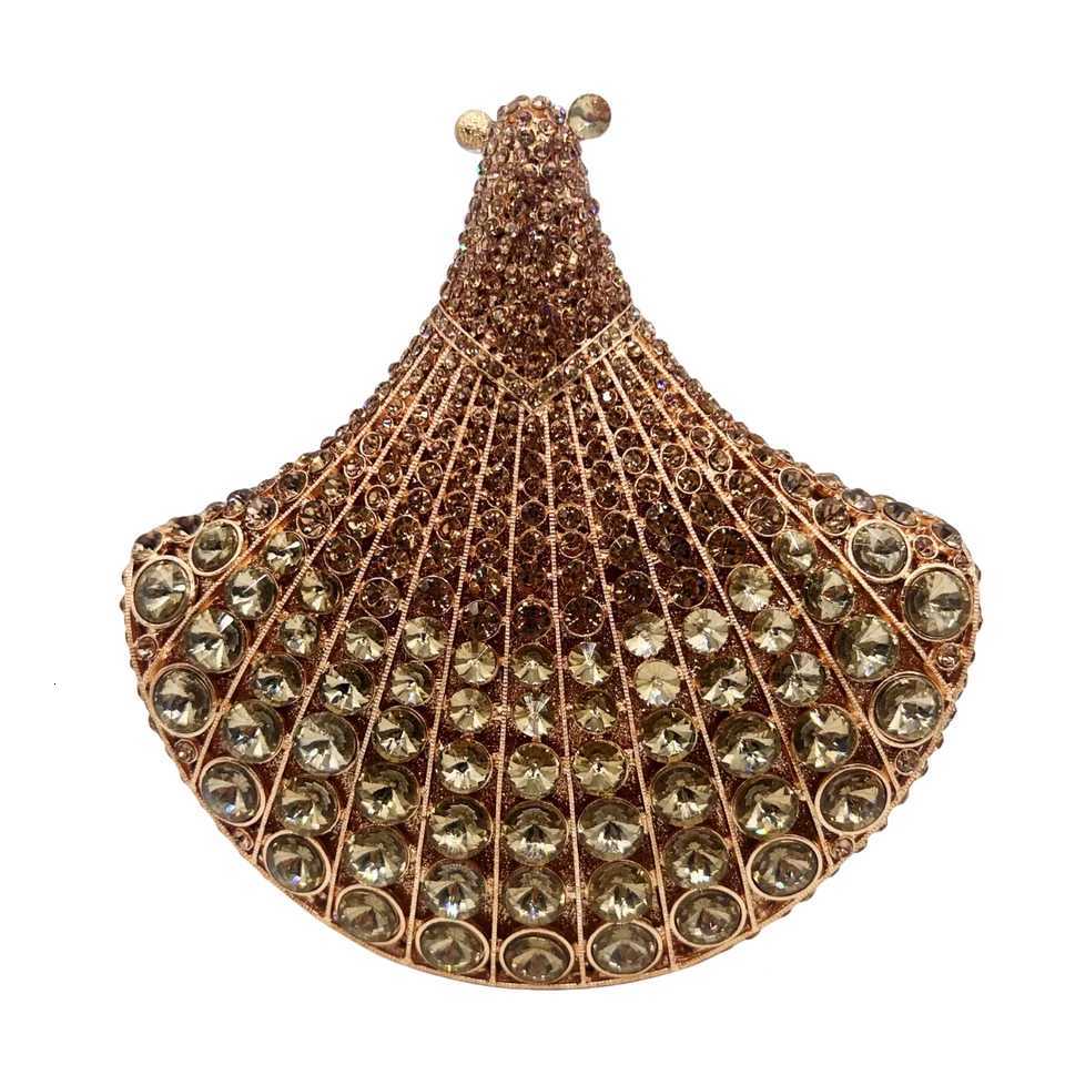 Evening Bags Elegant Fan-Shaped Evening Clutch Rhinestone or Beaded Bridal Party Purse for Women 2025 New Design H261016