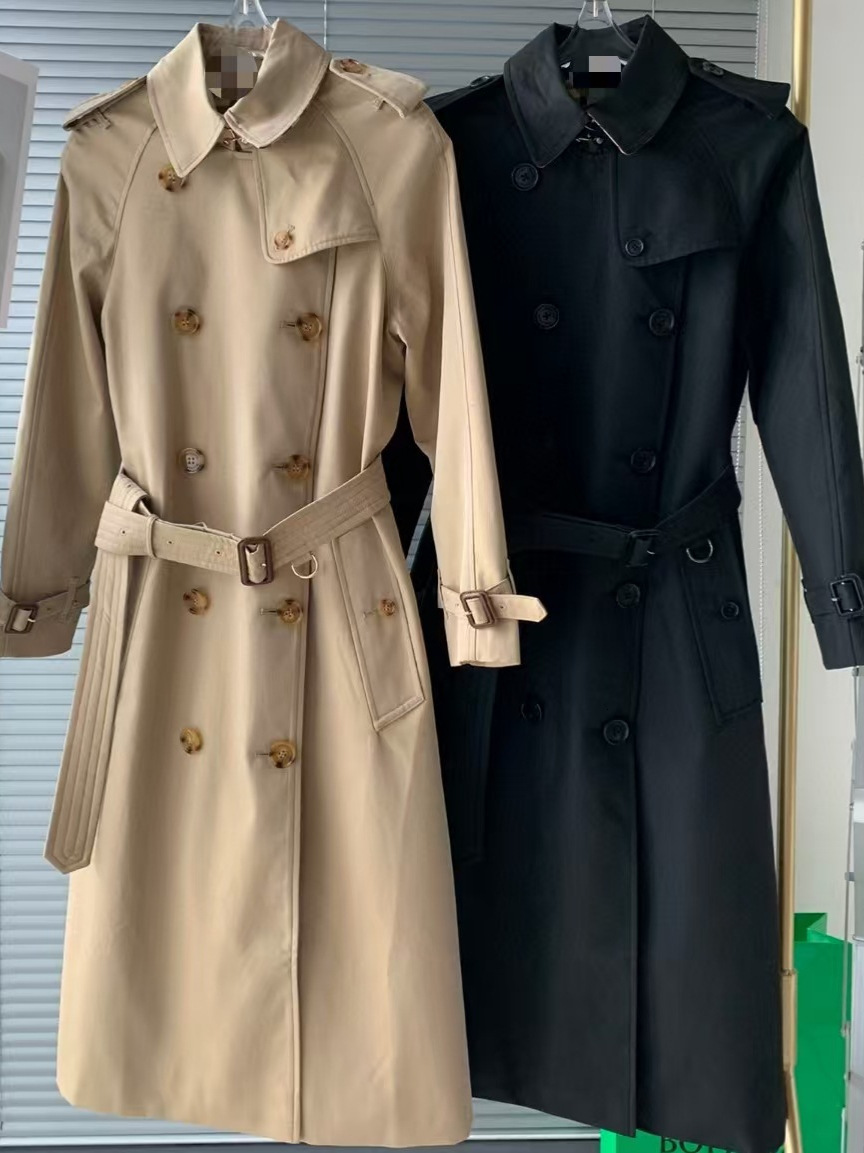 bbr designer trench coat Spring and Autumn New Luxury European Style Simple Trench Long Women's Double-Breasted Elegant Coat