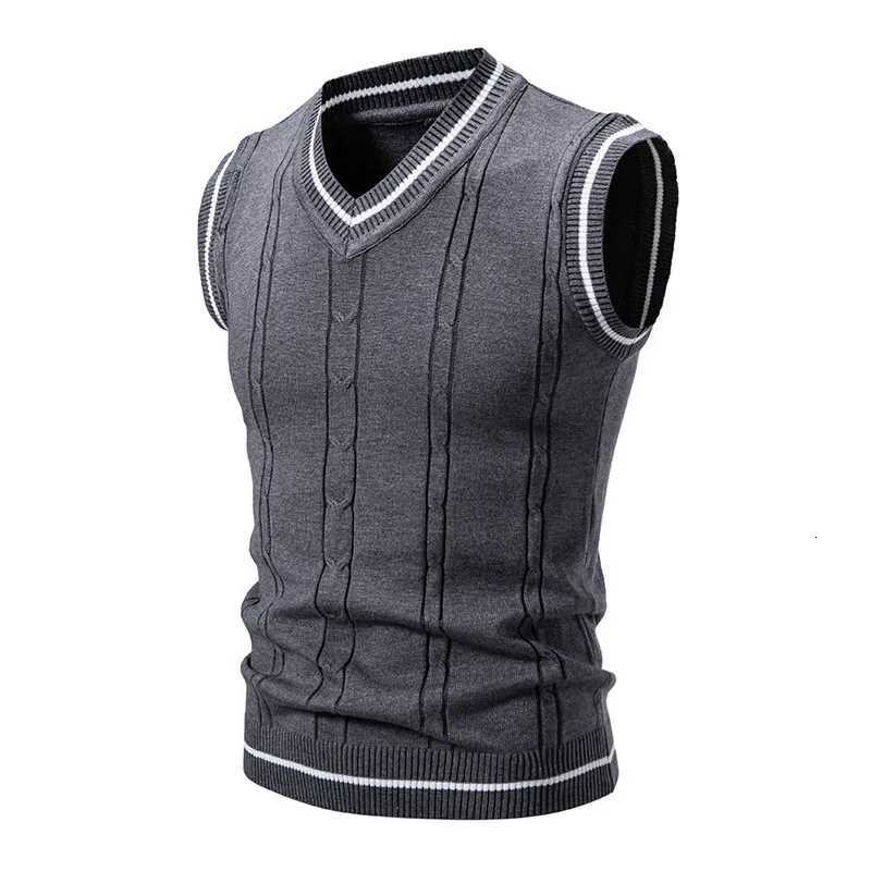 Men's Men's Vests Autumn Winter Knit Vests V-Neck Sleeveless Slim Fit Knitted Pullovers Men Fashion Patchwork Smart Casual Sweater Vest Ma