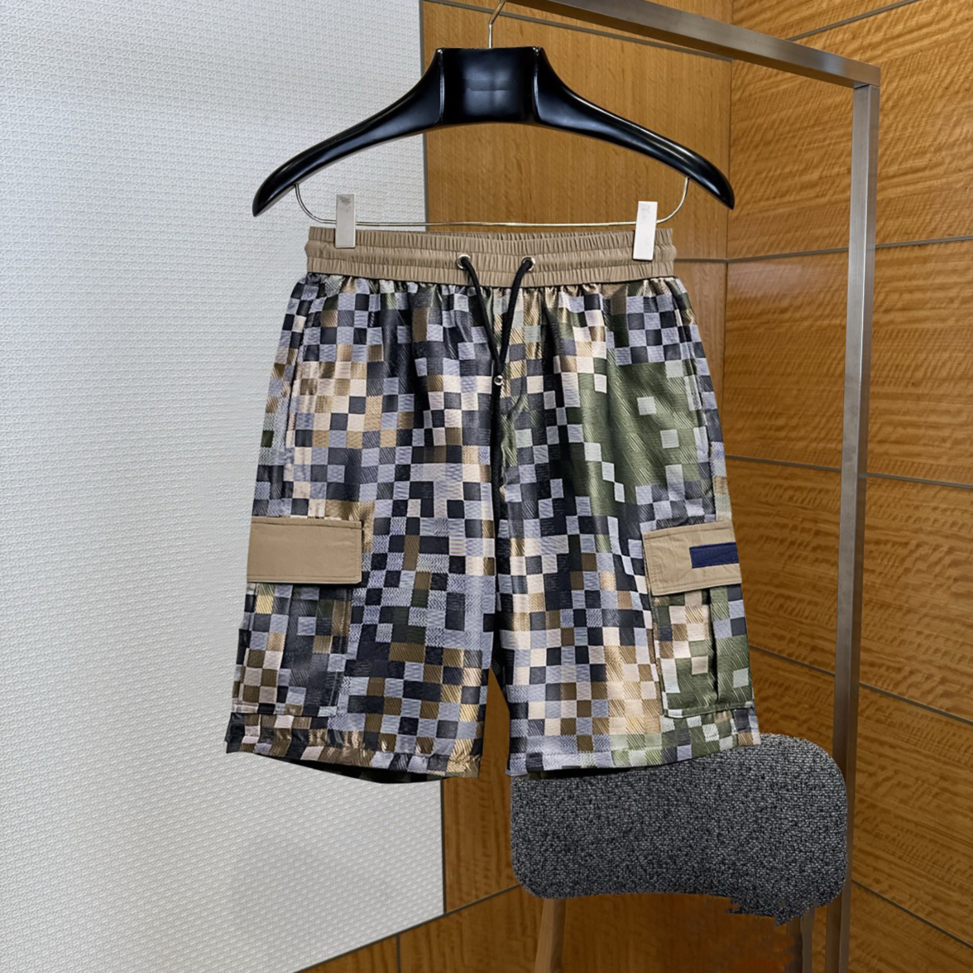 Vêtements de marque de créateurs, shorts pour hommes de haute qualité, shorts décontractés en damier rétro pixel, vêtements de travail décontract
