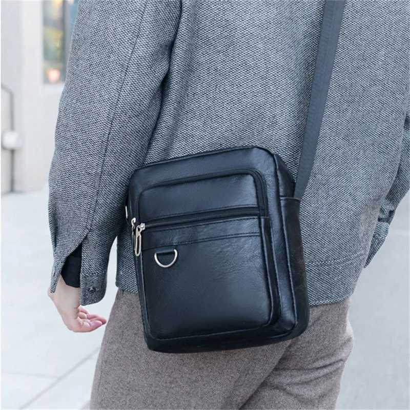 Cross Body PU Leather Men's Bag Casual New Large Capacity Waterproof Handbag Brown Black Shoulder Messenger Bags Outdoor H261016