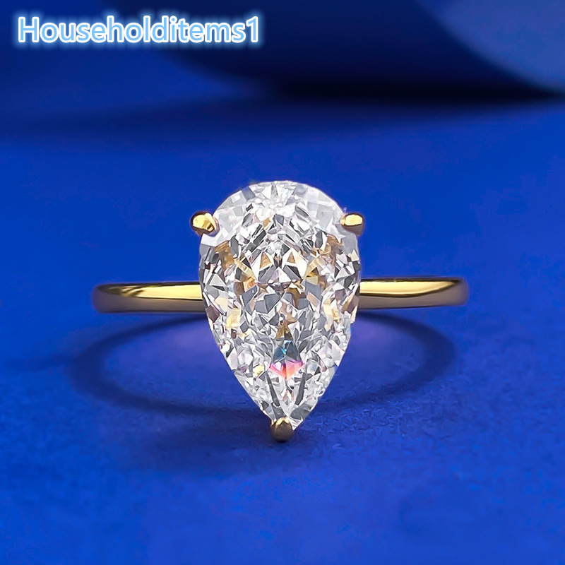 S925 silver water drop ring cross-border new European and American 7*11 ice flower cut pear-shaped ring
