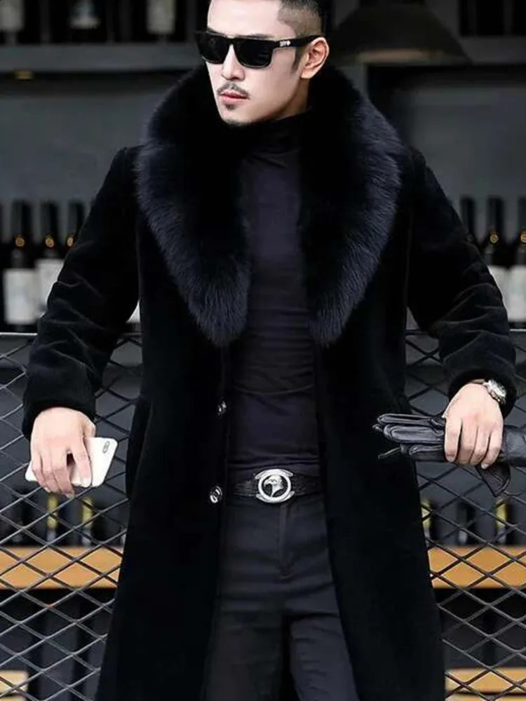 Leisure Warm Original Faux Fur Coat Autumn Men's Darkwear Streetwear Single Breasted Outdoor Chic Windbreakers CD56 261012