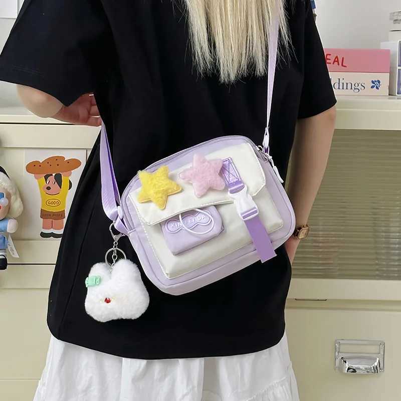 Shoulder Bags Japan Style Cute Little Shoulder Bag Women Nylon Crossbody Bag High Looks Student Shoulder Bag Travel Dopamine Small Square Bag H26101