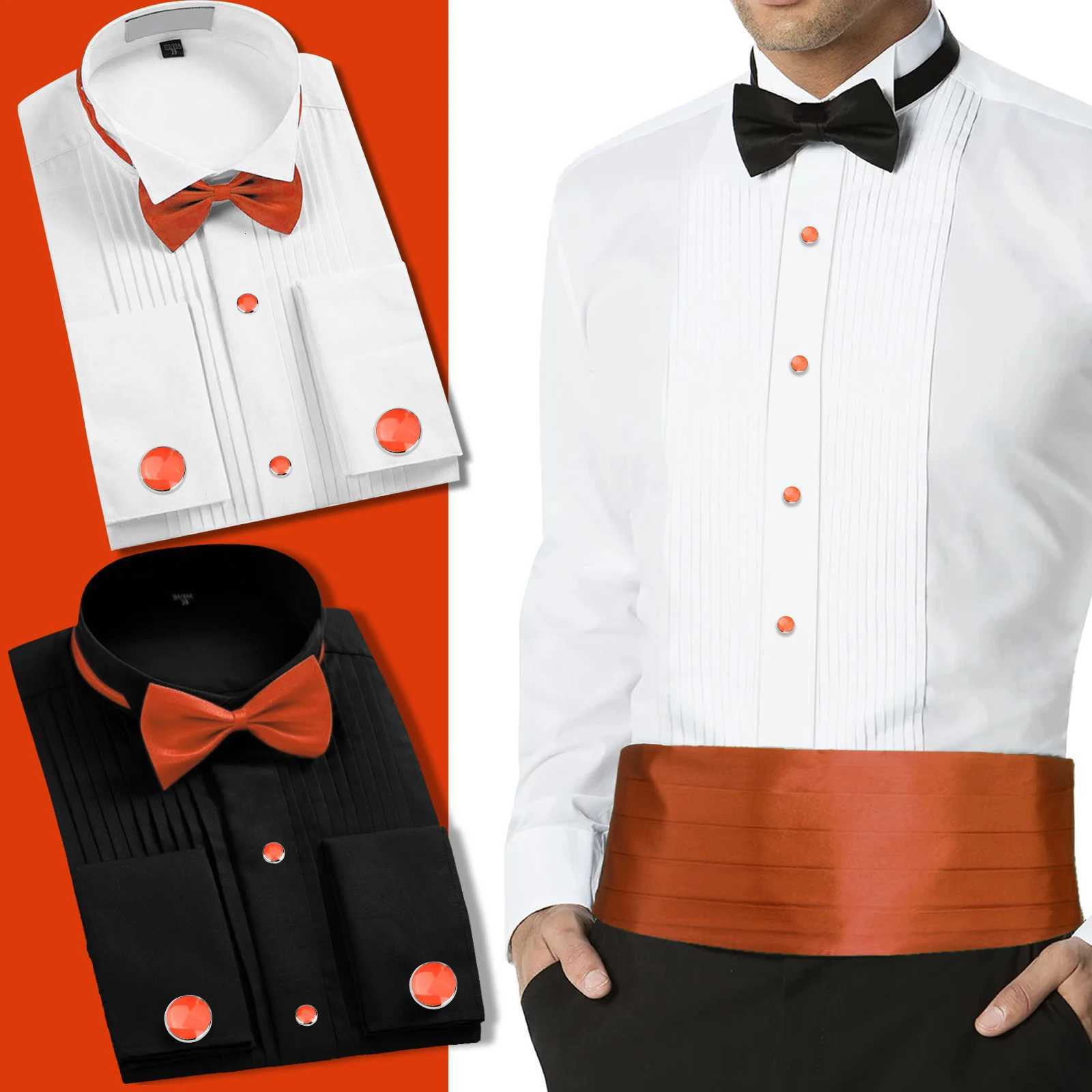 Links HAWSON Mens Cufflinks Cuff and Tuxedo Studs Set Black Suit Wedding Accessories White Shirt Vest Red Bow Tie Anniversary Birthday GiftW261017